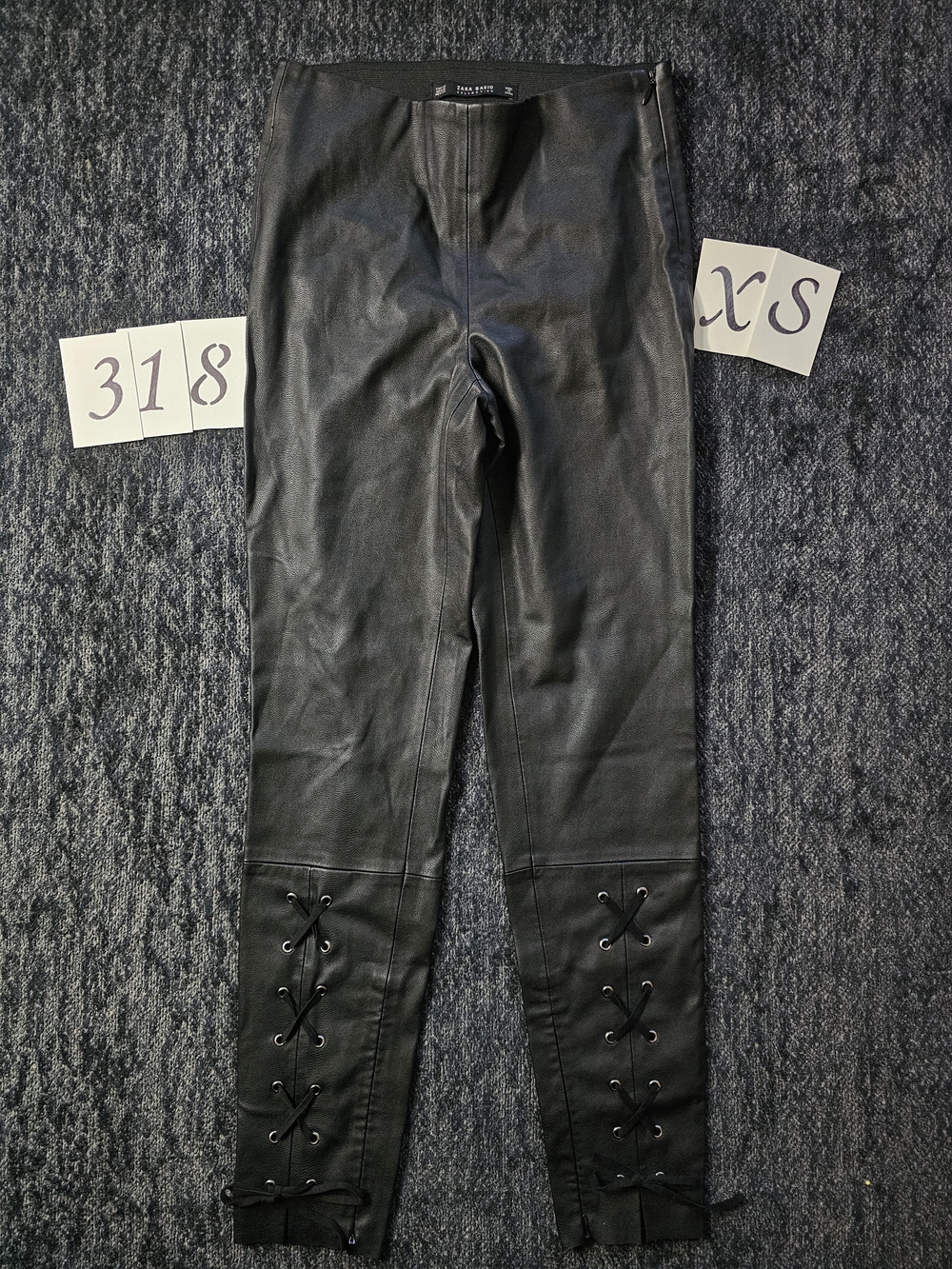 Zara Faux Leather Lace-Up Leggings in Black